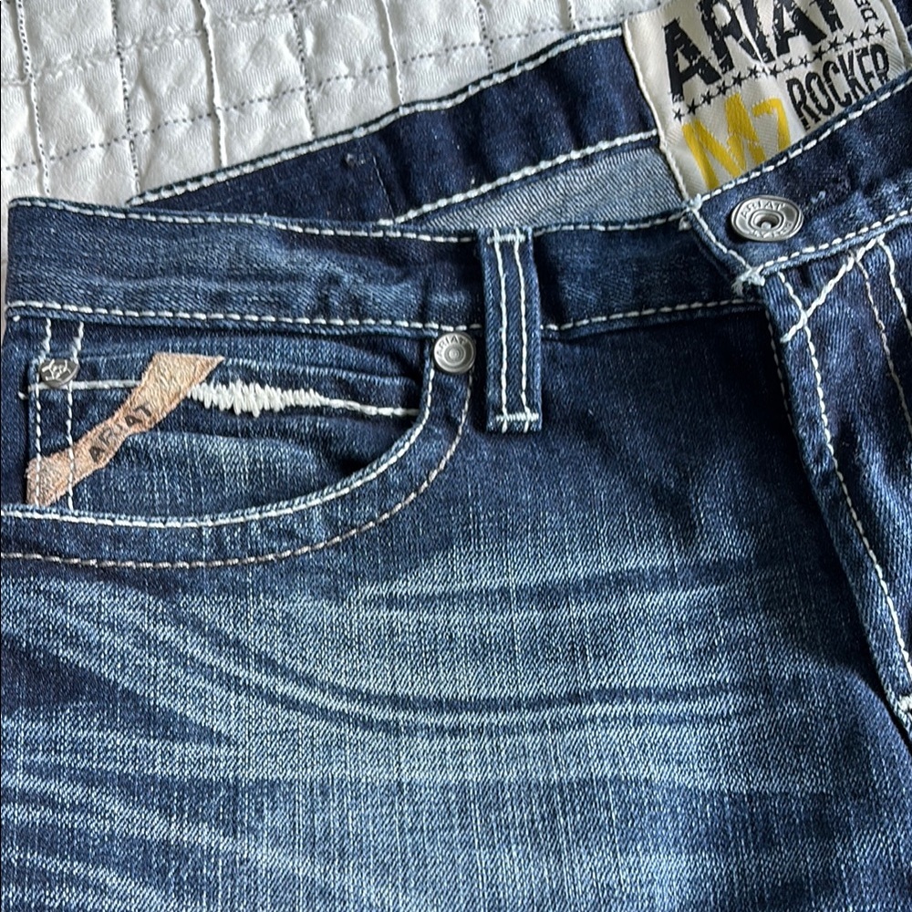 Ariat M7 Rocker Boot Dark Wash Denim Jeans Men’s Sz 35/32 - Picture 5 of 5